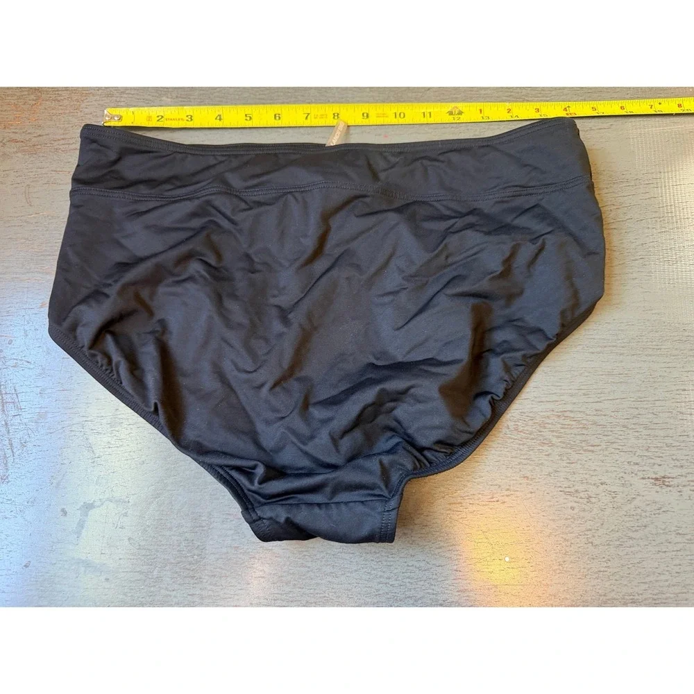 Lands End Womens Black High Waist Bikini Bottoms Swim Brief Size 14 RN 62830